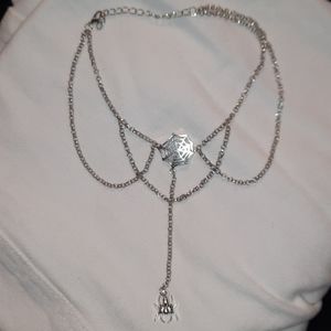 Silver Spider Web and Chain Choker